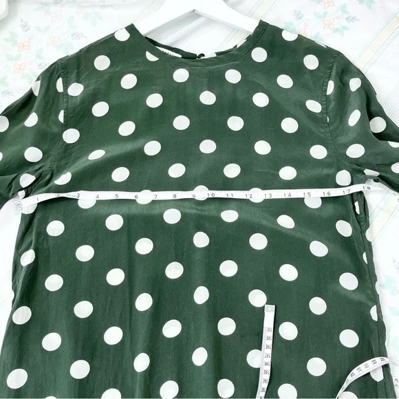 Equipment Aubrey Green & White Dot Silk Shift Dress - Picture 4 of 7